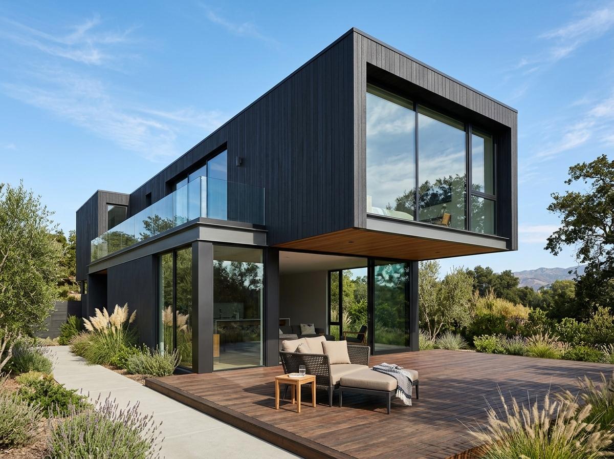 Modern compact cantilever home